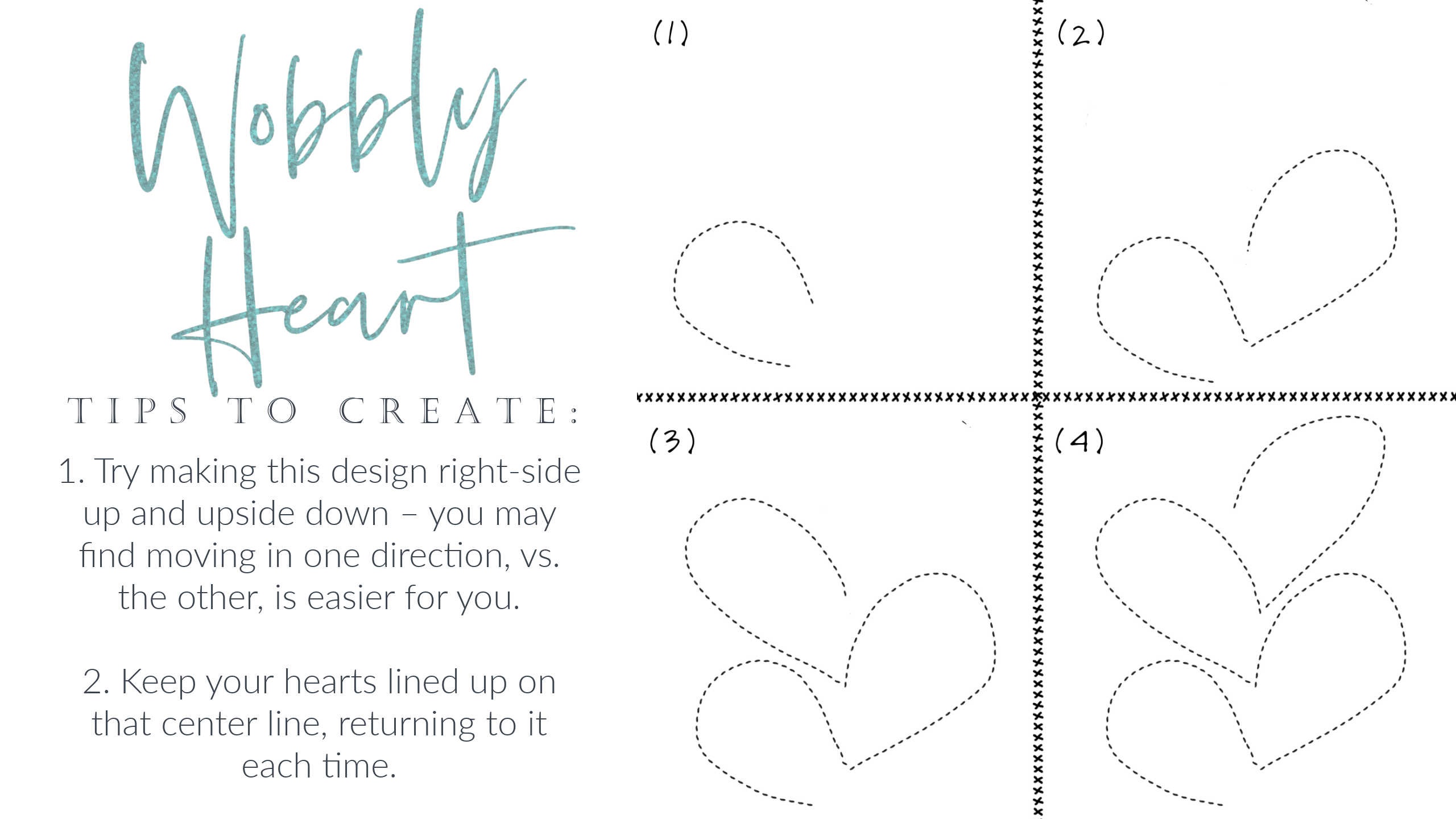 In this step-by-step video tutorial, we show you how to quilt free motion wobbly hearts (similar to feathers). By working from a central line, your wobbly hearts will gently wobble from left to right while remaining centered and even throughout your design!