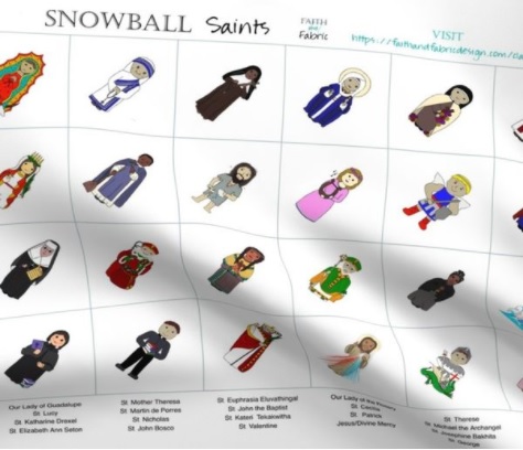Connected Quilt Pattern Snowball Saints Fabric
