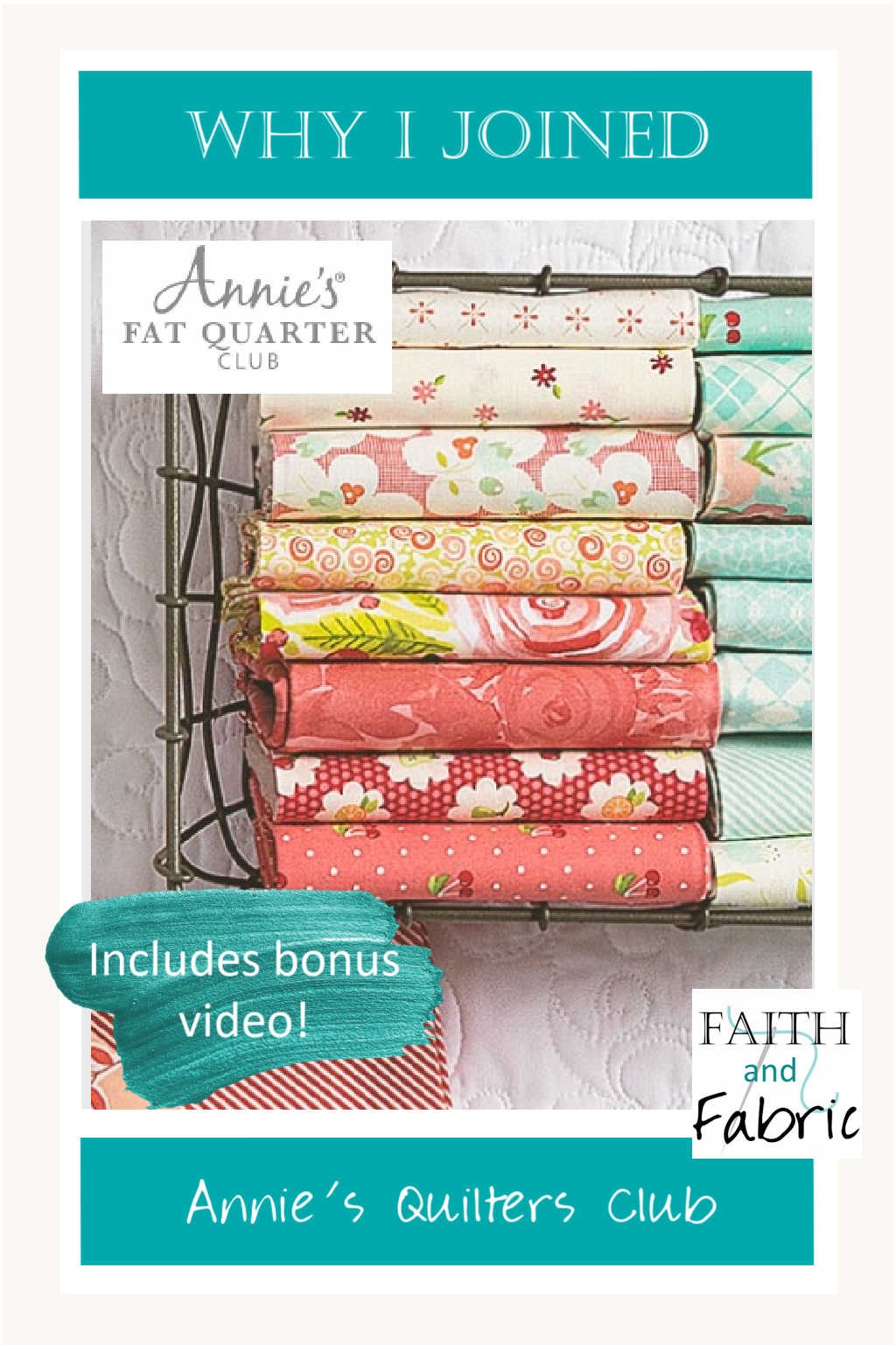 I recently joined Annie's Quilt Club Subscription Box...and love it! Each month I receive six gorgeous fat quarters, along with a bunch of other goodies. Here's an honest review and a look into what's included each month!