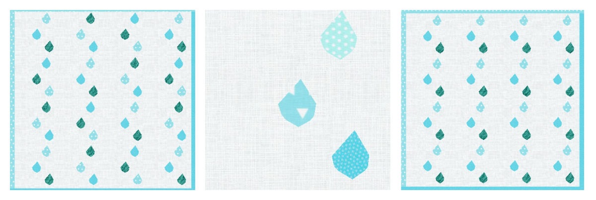 Create the gentle April showers with this rain quilt block pattern! The repeating quilt block, designed as a foundation paper pieced pattern, is lovely when repeated in alternating rain drops, set against a soft gray sky.