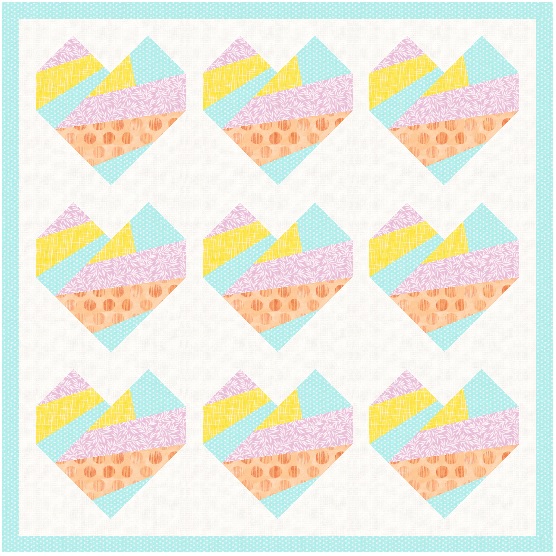 Sew a scrappy improv-style heart using this foundation paper pieced quilt pattern
