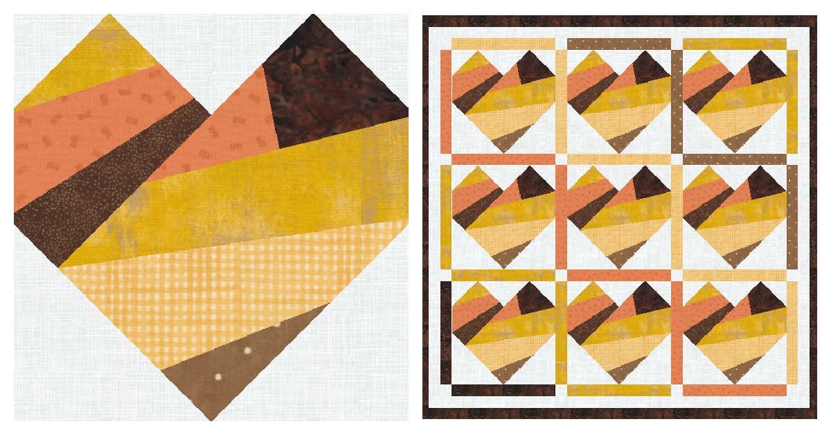 Sew a scrappy improv-style heart using this foundation paper pieced quilt pattern