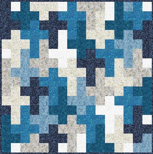 Cross Quilt Pattern - Camo Crosses Woodcut Blossoms
