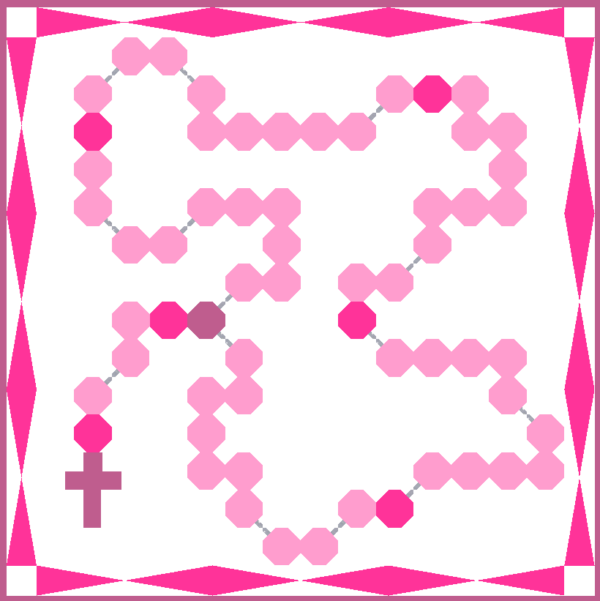 Rosary Quilt Pattern in Pink