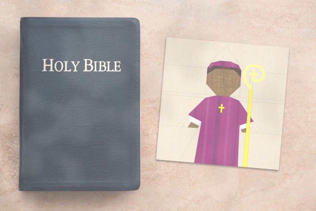 Bishop Quilt Block Pattern Prints Crosier with Bible