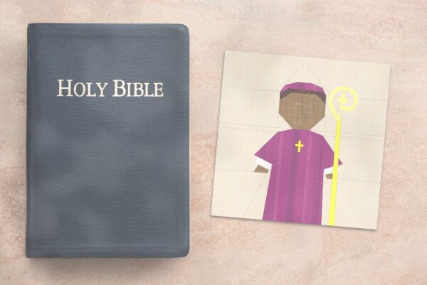Bishop Quilt Block Pattern Prints Crosier with Bible