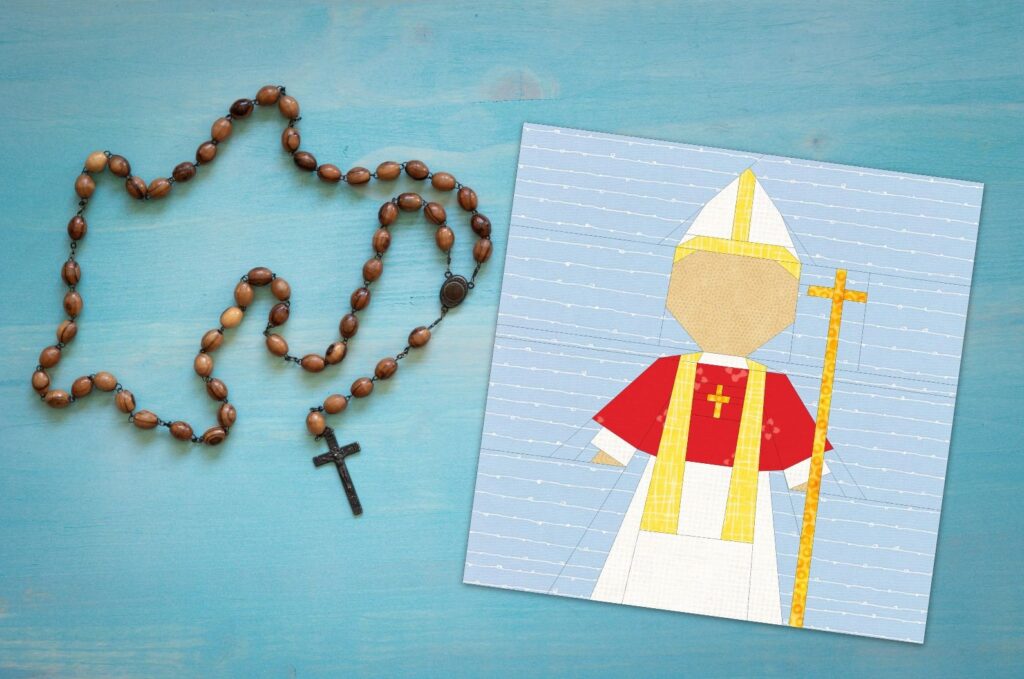 FAF-948 Pope Quilt Block by Faith and Fabric Rosary