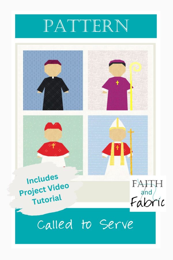 Pope Bishop Priest Quilt Block Called to Serve Pattern Vertical