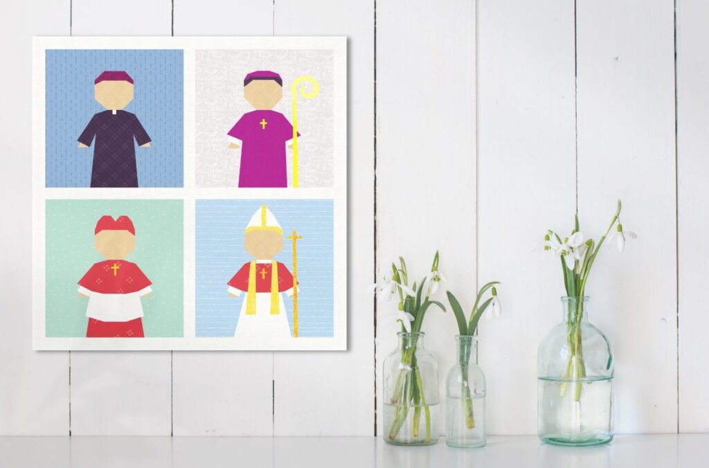 Pope Bishop Priest Quilt Block Called to Serve Pattern Wide