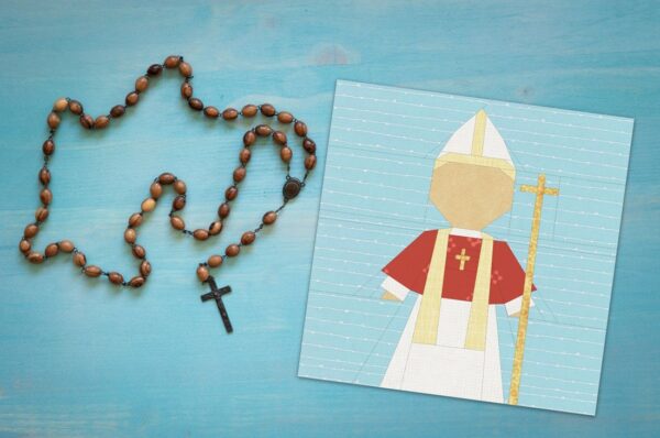 Pope Quilt Block Pattern Flat Lay